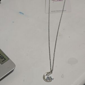 Studio 17 Silver Moon Necklace with Blue Accents